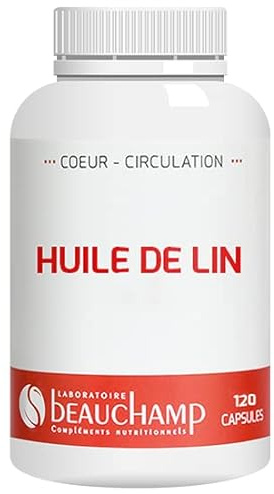 Laboratoire Beauchamp - Complément alimentaire HUILE DE LIN - 120 capsules - Oméga 3 - Vitamine E - Maintien de la santé cardio-vasculaire - Développé en France