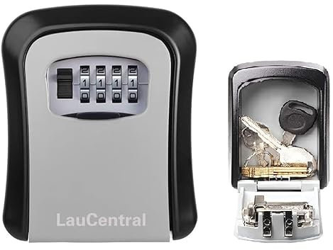 LauCentral Key Safe Wall Mounted, 4 Digit Combination Key Safe Lock Box outdoor, Weatherproof, for Share and Secure Keys, for Homestay Garage Office Industries