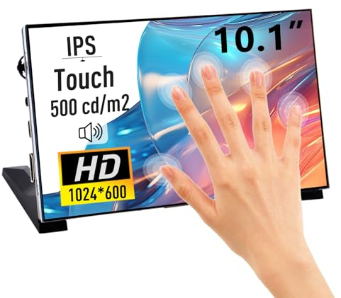 GeeekPi 10.1 Inch Capacitive Touchscreen Monitor for Raspberry Pi,1024x600 IPS LCD Display with Dual-Speakers,HDMI Portable Monitor for Raspberry Pi 5/Pi 4B/3B+/3B/Zero/400,Win11/10/8,BPi M5/M2 Zero