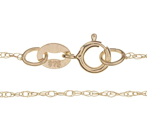 Markylis - Solid Italian 9ct Yellow Gold Fine Twisted Prince of Wales Twist Rope Style Chain Jewellery Necklace for Women and Ladies - 0.8mm - 24inch - 24