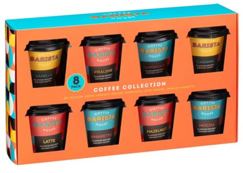 Christmas Coffee Gift Set - 8 Instant Coffee Travel Takeout Cups - Instant Coffee Gift Sets With Assorted Coffee Flavours - Coffee Lovers Gift For Men Women - Food Gifts - Christmas Stocking Fillers