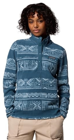 Columbia Benton Springs - Sudadera Estampada de Forro Polar para Mujer, Estampado Everblue Deschutes Days, Talla S