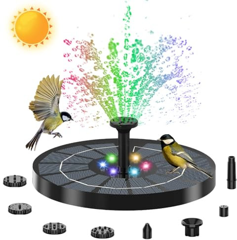 Solar Water Fountain, 3.5W Solar Fountain Pump, Solar Powered Water Fountainwith 6 Nozzles and 7 Colorful LED Lights, SolarPond Fountainfor Bird Bath, Pool, Patio, Pond and Fish Tank