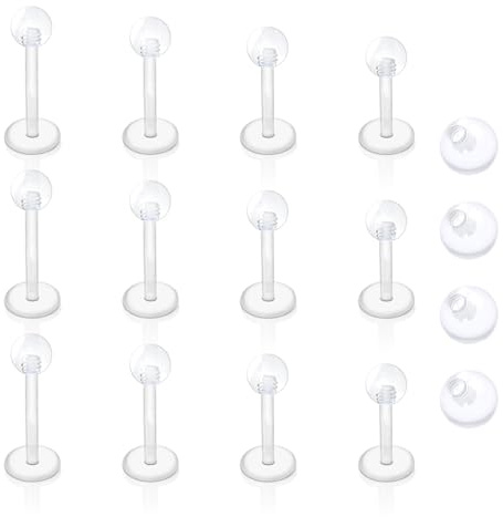 Besyvvin Läpppiercing i plast, 1,2 mm Labret 6/8/10/12 mm, flexibel akrylpiercing, läpp Helix Tragus Retainers
