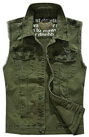 TDEOK Damen Jeansweste Herren Ärmellos Biker Biker Weste Herren Jeans damenjacke Sommer Arbeitsweste Vintage Denim Westen Revers Jeansweste Oversize Anglerweste Mit Taschen Freizeitweste Denim-Jacket