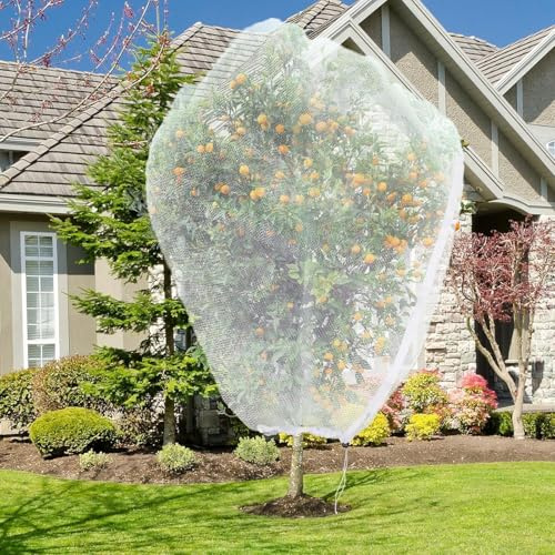2PCS Large Fruit Tree Netting with Drawstring and Zipper,8 * 8FT Garden Netting for Garden Protection,Insect Bird Netting for Fruit Trees,Protection from Anti Birds,Bugs,Cicadas (10 * 10FT(1PCS))
