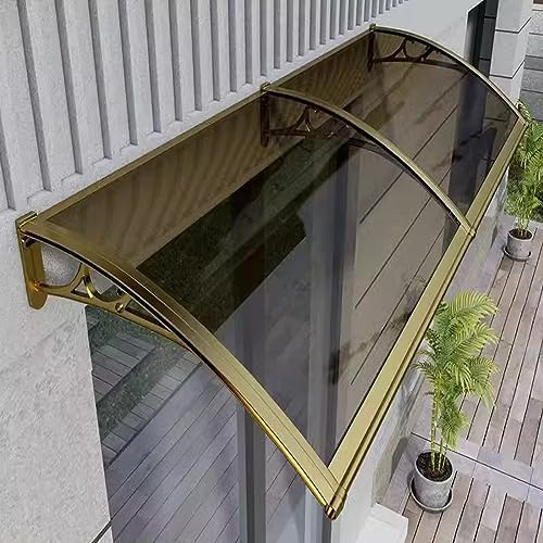 Rivestimento in policarbonato color marrone con protezione UV, per terrazze e per l'ingang, gewölbtes Dach, Wetterfest, perfekt für Veranda & Außenschutz gegen Regen & Schnee.