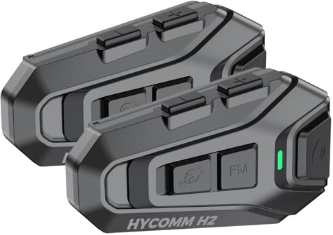 HYCOMM H2 Motorcycle Bluetooth Headset, 2-Way Helmet Intercom with 35H Runtime & Easy Pairing, Noise Cancelling Speakers, IP67 Waterproof, Voice Assistant, FM Radio (1 Pack)