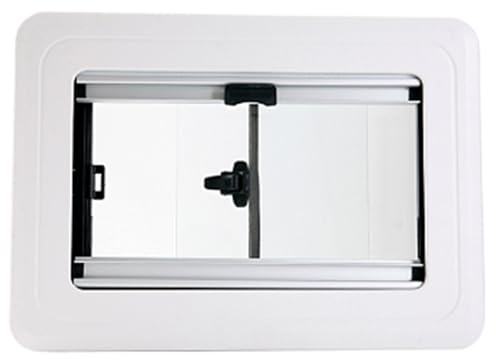 WIGING Caravan Side Window, Vertical Horizontal Sliding Window with Transparent Glass, RV Replacement Window with Black Out Blind and Screen Window(White,(WxH) 50x45cm)