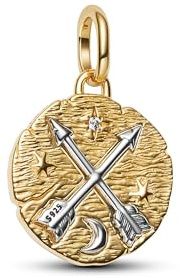 PANDORA ME 764081C01 - Medallón de plata de ley con chapado en oro de 14 quilates y circonitas, compatible con Me y Moments
