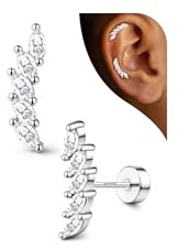 Adramata Orecchini Argento 925 Donna Orecchino a Bottone Anallergici Brillanti Piercing Orecchio Cartilagine Piercing Trago Helix Piercings Orecchini Donna Argento/Or
