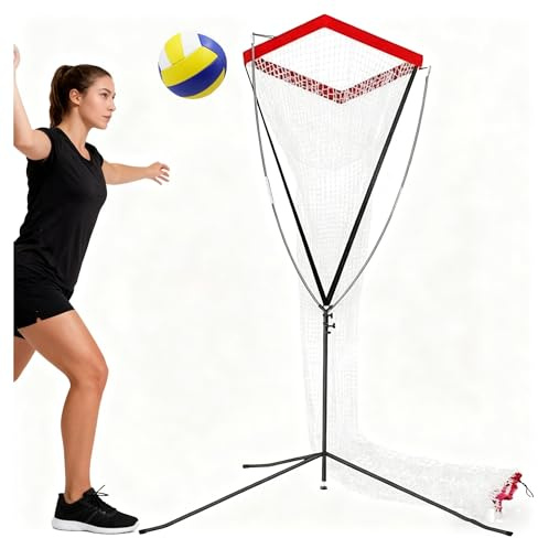 Filets de Volley-Ball Filet de Volley-Ball Scolaire, Filet de Volley-Ball for Le Service, Le Smash et la Mise en Place, entraînement en intérieur, Jardin de Plage(Red)