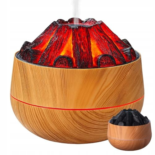 Umidificatore d'Aria Diffusore Aromaterapia Luce Notturna Led, Oli Essenziali, Rinfresca e Umidifica Qualsiasi Stanza, Tecnologia Ultrasuoni, Nebbia Fine, Diametro 12 Cm. (ROSSO VULCANO)