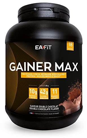 EAFIT | Gainer Max | Pour La Prise De Masse Musculaire Et L'Apport Calorique | 10g De Protéines + 42g De Glucides + 11 Vitamines Par Shaker | Double Chocolat 1,1kg