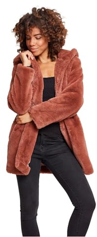 Urban Classics dam Parkas teddyjacka, plyschkappa av teddy-fleece – dam med huva, teddy kappa, Darkros, XXL