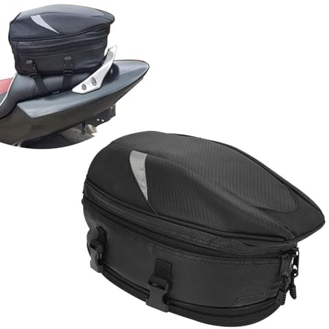 JFG RACING Borsa da Sella Moto Posteriore,Multifunzionale Borsetta Posteriore Moto in pelle PU per Casco da Viaggio Zaino da Equitazione 18,5 litri