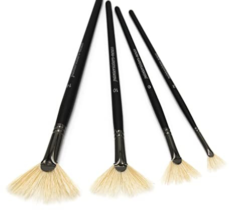 Paintersisters Fächerpinsel 4er-Set mit Hellen Chungking Naturborste, Pinselset für Acryl- und Ölfarben, Landschaftsmalerei, Künstlerpinsel zum malen, Pinsel aus Naturhaar