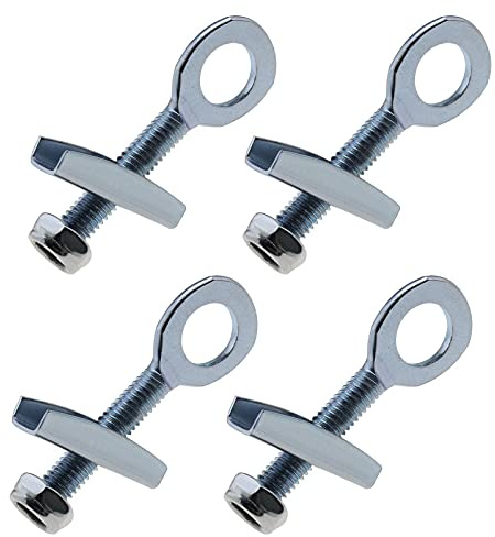 Be In Your Mind 4 Piezas Ajustador Tensor de Cadena de de 10mm con Tuercas Antisuelto de Acero Plateado para Mini Moto Bicicletas de Carrera Motos de Cross Quads