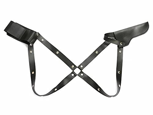 Harnais de cosplay Harley avec holster et sangles | étui de pistolet noir en cuir PU