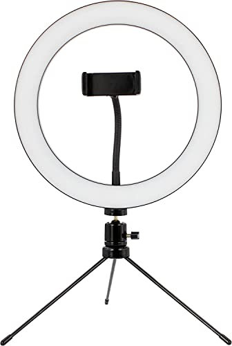 Juice Social Perfect Glow Ring light, 10 Brightness Levels, 360 Degree Rotatable Ball Joint for the Best Angle, Phone Holder, Metal Finish, 10” Light