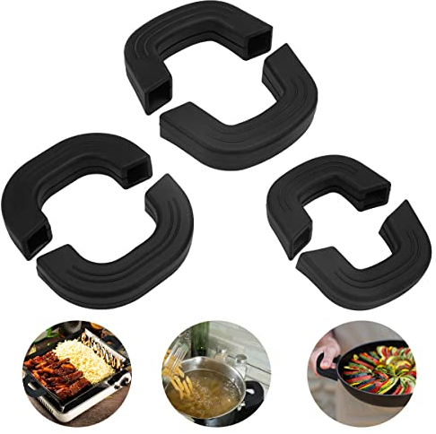 3 Paar Silikongriffe für Töpfe, Topfgriff Griffe für Töpfe Hitzebeständig, Wärmeisolierter Topfgriff Kochen Topfgriff, Küche Schutz Kochen Finger, für Bratpfannen Ofenschalen Woks Pfannen