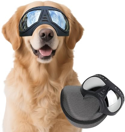Billionchains Dog Goggles Windproof for Medium-Large Breeds Dog Sunglasses Anti-UV with Adjustable Straps - Black
