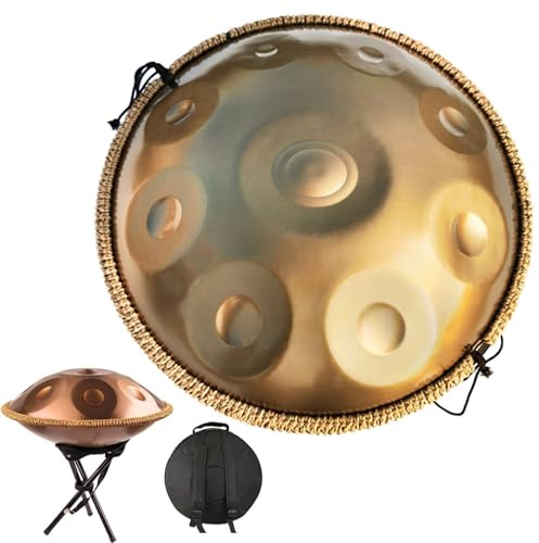 Handpan Durevole Adulti Handpan Drum Strumento In Re Minore Premium Steel Hand Pan Drum 9 Note/10 Note/12 NoteSuperficie In Ottone Per Meditazione Regalo (Color : Gold-440H, Size : 9 notes)