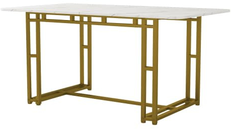 Merax 120x70cm Leichter Luxus Esstisch,(1-St), Gestell aus Metall Rechteckiger Esstisch aus Moderner Küchentisch mit Metallbeinen für Esszimmer Wohnzimmer,Golden Tischbeine