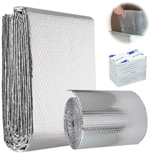 Mineup Rollo aislante termico, Panel Reflectante Radiador 5M x 0,6m x 3,5mm, Aislamiento de Espuma de Aluminio Doble, Aislante termico ventanas, Aislante Térmico para Retención de Calor