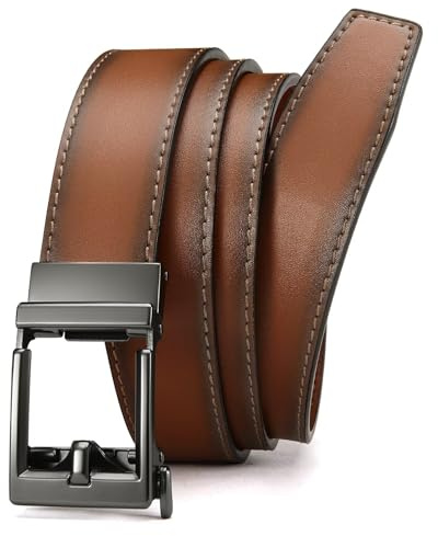 CHAOREN Cinturones Hombre, Cinturón Hombre Cuero Automático Trinquete sin Agujeros, para los Negocios Traje Casual de 35mm