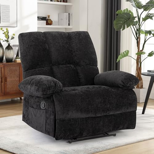 HOMYEDAMIC Fernsehsessel mit liegefunktion, Relaxsessel mit Leinenoptik,Sessel liegesessel bis 150 kg belastbar, für Wohnzimmer, Schwarz