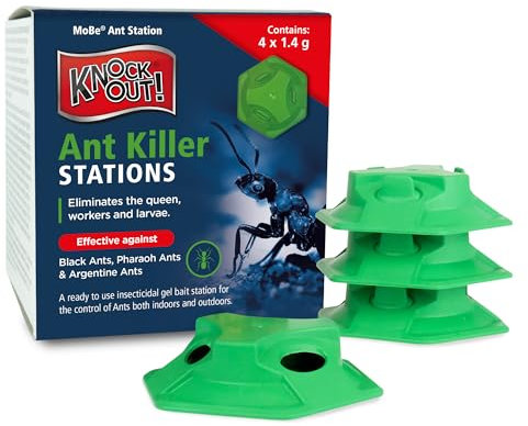 Barrettine MoBe Ant Stations (Pack of 4) - Ready to Use Insecticide Bait Station to Destroy Ants & Nests, Suitable for Indoor & Outdoor Use All Year Round
