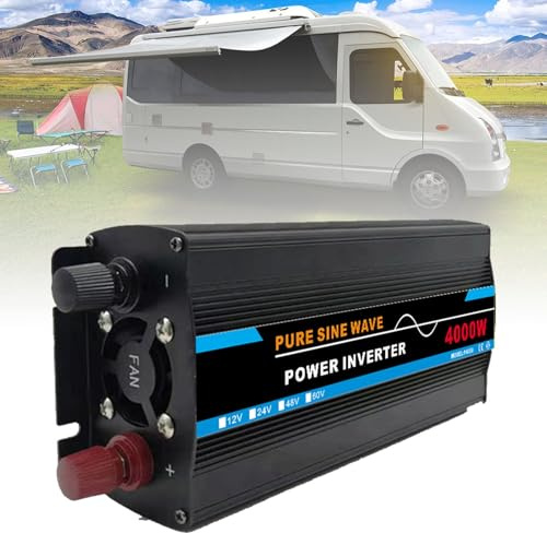Generico Inverter A Onda Sinusoidale Pura da 3000W A 12000W, da CC 12/24/48/60V A CA 220V, Doppio Display Digitale E 1 Presa Universale, Inverter Solare Fuori Rete, per Casa/Esterno(4000W,48V)