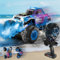 Charmofun Monstertruck Ferngesteuert 1:12, Ferngesteuertes Auto Dinosaurier, 4WD 30 KM/H RC Monster Truck, 360° Drehung Amphibisches Ferngesteuertes Auto mit Sprühnebel Musik und Lichtern (Blau)