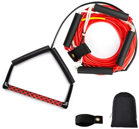 ASVAEVAS 75FT Wakeboard Rope and Handle, No Stretch Dyneema Wakeboard Tow Rope, 4 Sections Floating Water Ski Ropes for Wakeboarding, Waterskiing, Kneeboarding and Wakesurfing
