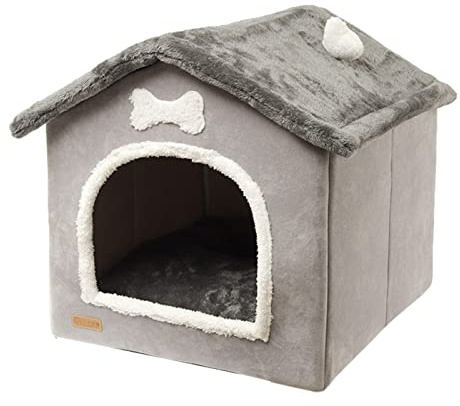 Cuccia pieghevole per cani da interno con copertura rimovibile - Letto a grotta in peluche accogliente per cani di piccola e media taglia e gatti, casa per animali calda e portatile