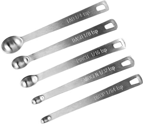 Cucchiaio dosatore in acciaio inox – Mini dosatore da cucina per cucinare, cucchiai da porzione | Set di accessori da forno con mestoli calibrati, set da cucina compatto in metallo, cucchiaino