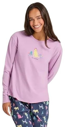 Life is Good. Women's Warm Winter Dogs Long Sleeve Snuggle Up Sleep Tee, Violet Purple, XX-Large