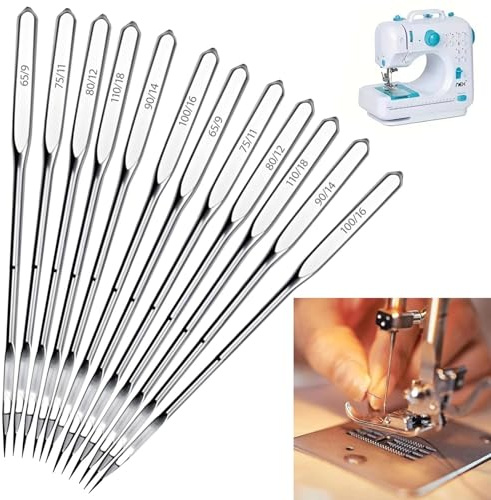 80 Pcs Universal Sewing Machine Needles, Sewing Machine Accessories, Universal Heavy Duty 6 Sizes 65/9 75/11 80/12 90/14 100/16 110/18, Compatible with Home Sewing Machine