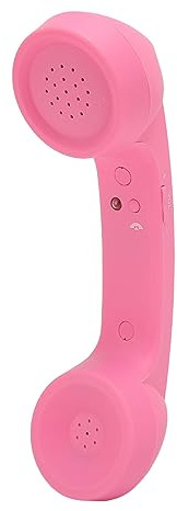 Dpofirs Bluetooth Retro Phone Handset, Wireless Mobile Telephone Receiver with HD Speaker Microphone, Rechargeable Cordless Design, Compatible with Cell Phones Computers (Pink)
