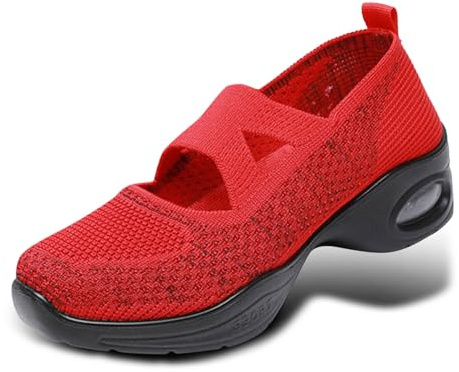Scarpe Ballerine Carine per Donne con Design Medievale e Suola Piatta Estive per Ragazze Comode in Velluto con Larghezza H Tradizionali e Eleganti per Ginnastica Scarpe da Corsa(Red, 40)