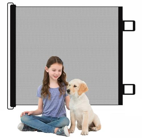 Cancelletto Sicurezza Estensibile per Bambini e Cani, Cancelletto per Bambini Estensibile, 0-180 cm Cancello per Cani Barriera di Sicurezza Regolabile, Cancello di Sicurezza Retrattile, Baby Gate Mesh