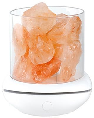 Fafeicy Himalayasaltlampa, Aromaterapidiffusor, 7-färgs LED-nattljus, USB-driven Bergkristalllampa för Kontor och Sovrum (Vit)