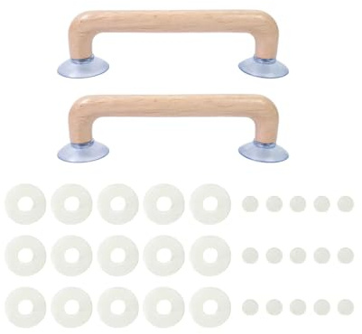 2X Suction Cup Ruler Handle Wooden Non Slip for Patchwork Templates Crafting