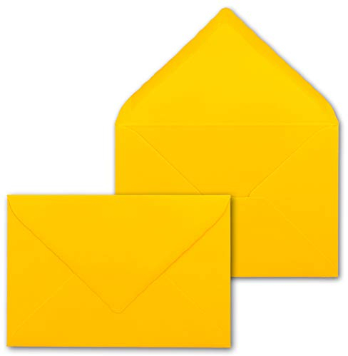 50 Brief-Umschläge mit Wellenschnitt - Honig-Gelb - DIN C6-114 x 162 mm - 11,4 x 16,2 cm - mit wellenförmigen Rändern - Nassklebung - FarbenFroh by GUSTAV NEUSER