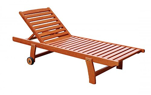 ROJAPLAST Luisa Wooden Garden Outdoor Lounger, Glossy Pine, 193 x 65 x 37 cm