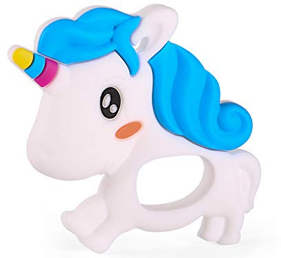 PREMYO Anneau de Dentition Bébé en Silicone - Facile à Saisir Sans BPA - Calme Apaise Douleurs Licorne Blanc