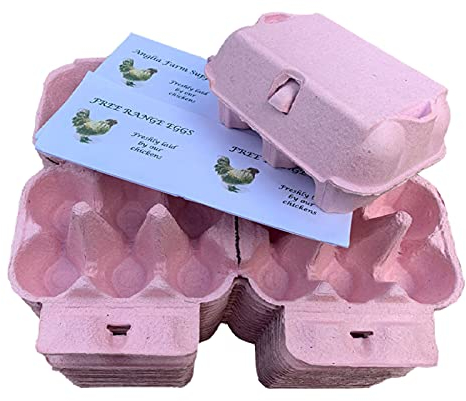 Anglia Farm Supplies - Pastel Pink Coloured Egg Boxes - half dozen cartons - with sheet 8 labels (24 Egg Boxes)