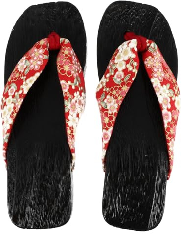USHOBE 1 Paire Sandales Traditionnelles Japonaises Geta Sabots en Bois Chaussures Kimono Chaussures Slogs Topplups Plateforme Pantoufles pour Femmes