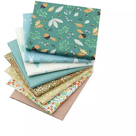 CraftsFabrics 8pcs Spring Bunny Floral 100% Cotton 40x50cm Wide Fat Quarters Fabric Bundle for Quilting, Arts & Crafts, DIY Projects